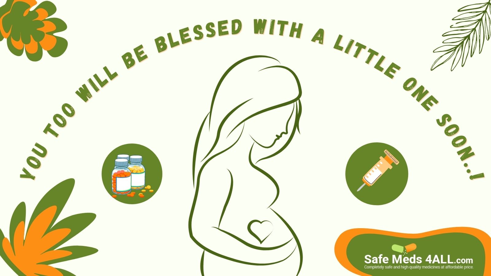 A graphic image of a pregnant lady, medications and an injection.