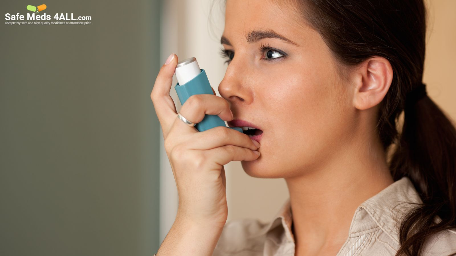 A girl using an Inhaler to alleviate Asthma symptoms.