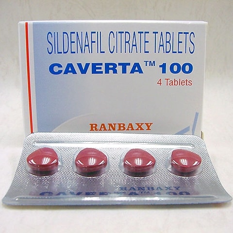 A box and a blister of Caverta 100mg Tabs