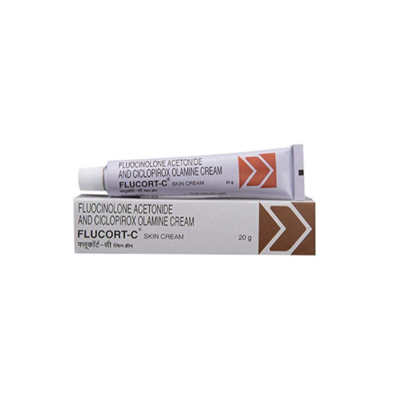 A box and a tube of Ciclopirox (1%) + Fluocinolone acetonide (0.01%) Cream