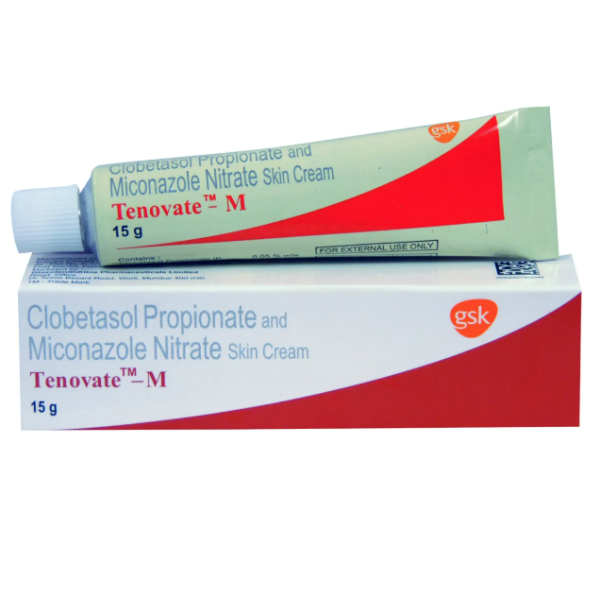 A box and a tube of Clobetasol (0.05%) + Miconazole (2%) Cream