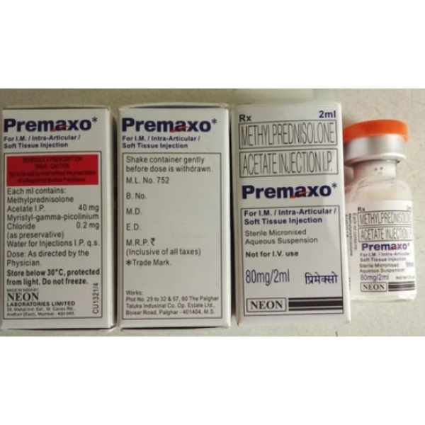 A boxes and a vial of Methylprednisolone (80mg) Injection