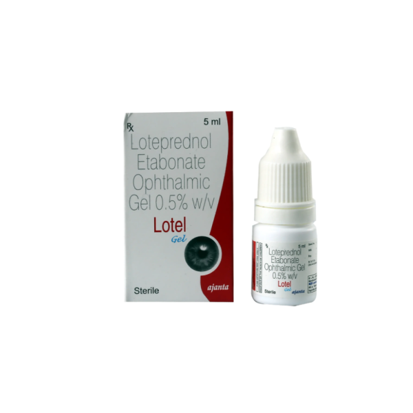 A box and a bottle of Generic Lotemax 0.5% Gel