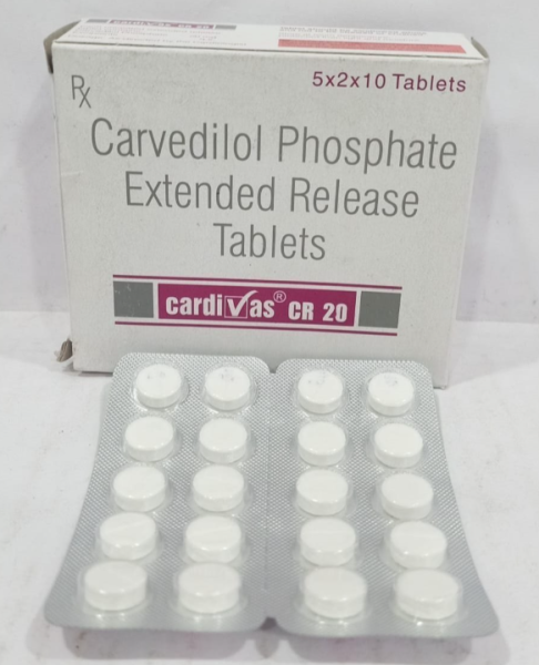 A pack and a strip of generic Coreg CR 20mg Pills