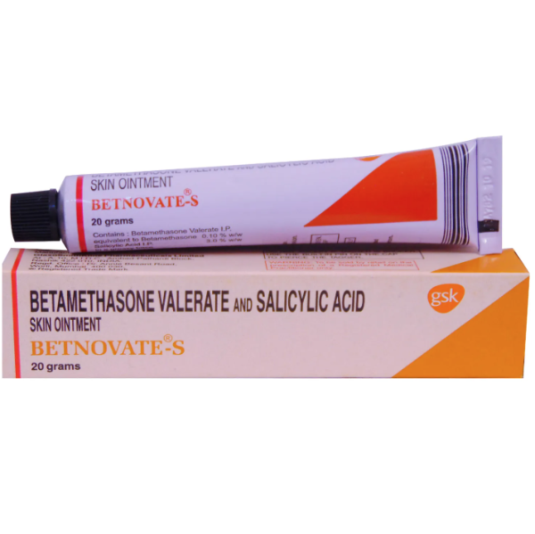 A pack and a tube of Betamethasone (0.1%) + Salicylic Acid (3%) Ointment