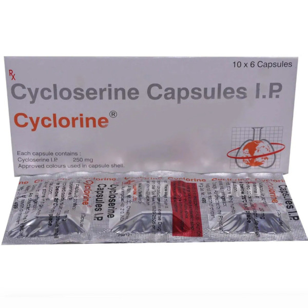 A pack and a strip of Cycloserine (250mg) Capsules