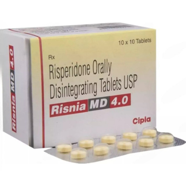 A box and a strip of Risperidone (1mg) MD Tablet