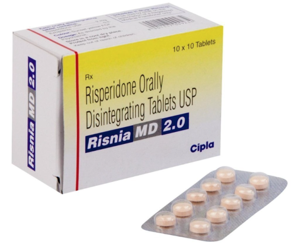 A pack and a strip of Risperdal (2mg) MD Generic Tablet