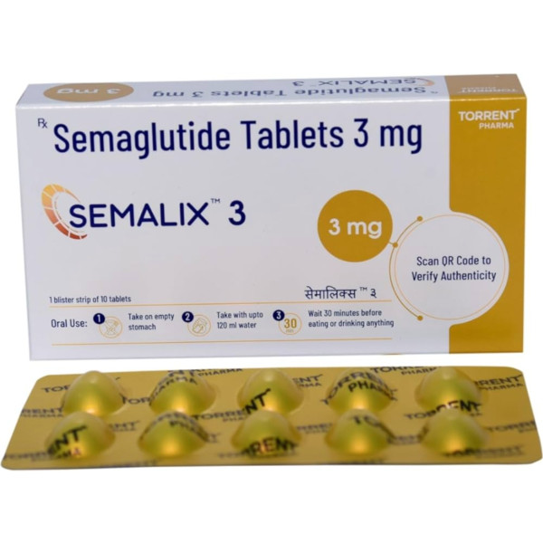 A box and a strip of generic Rybelsus 3mg Tabs