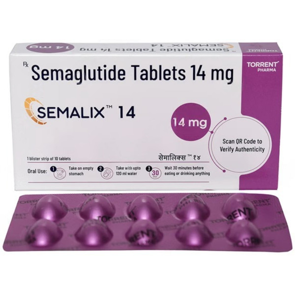 A pack and a strip of Semaglutide (14mg) Generic Tablets