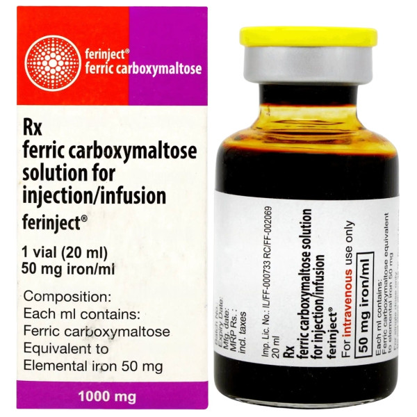 A pack and vial of Ferric Carboxymaltose (1000mg) Injection