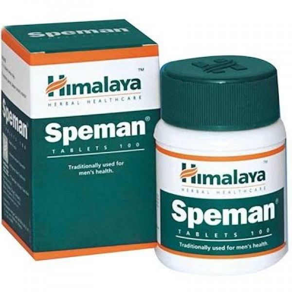 A box and a bottle of Himalaya Herbal Healthcare Speman Tablet