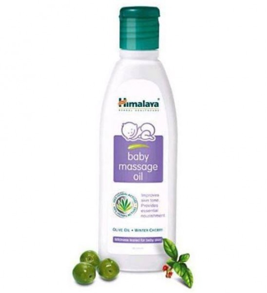 A bottle of Himalaya Baby Massage oil