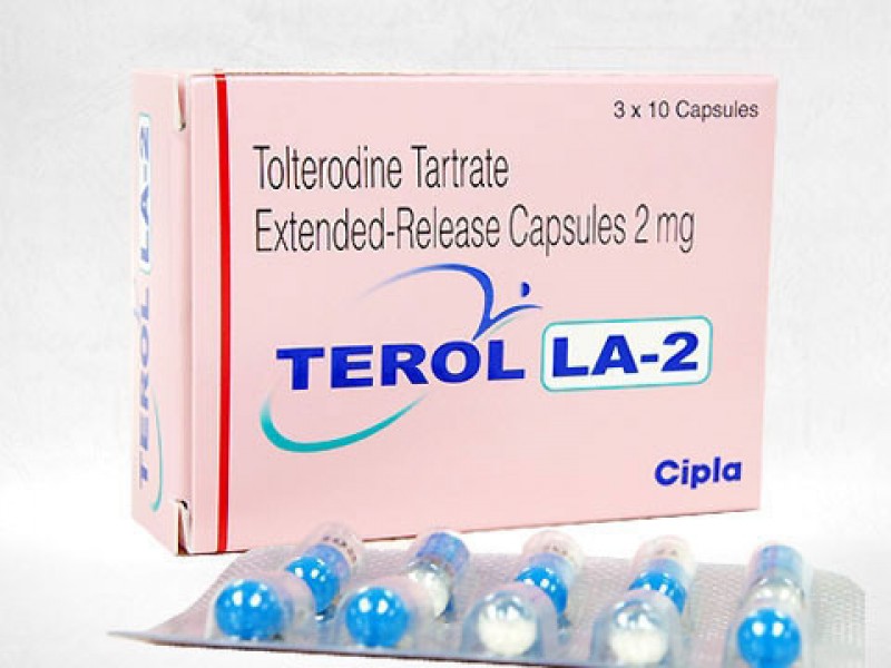 Box and blister strip of generic Tolterodine 2mg capsules