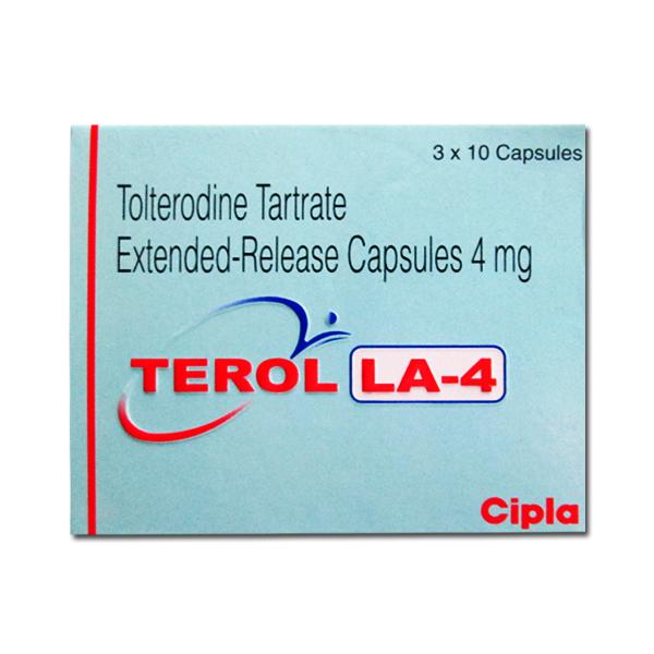 Box of generic Tolterodine 4mg capsules
