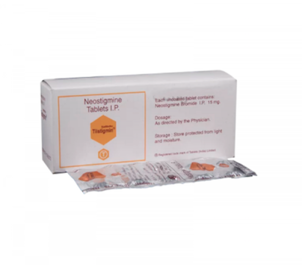 A box and a blister strip of Prostigmin 15mg Generic tablets-  Neostigmine