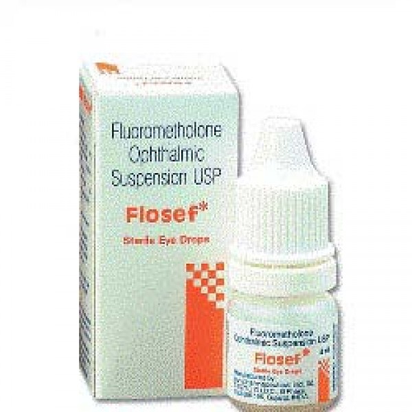 A box and a dropper bottle of Flarex 0.1 Percent 5ml generic Eye Drop - Fluorometholone