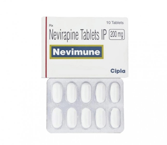 A box and a strip of Viramune 200mg Generic tablets - Nevirapine