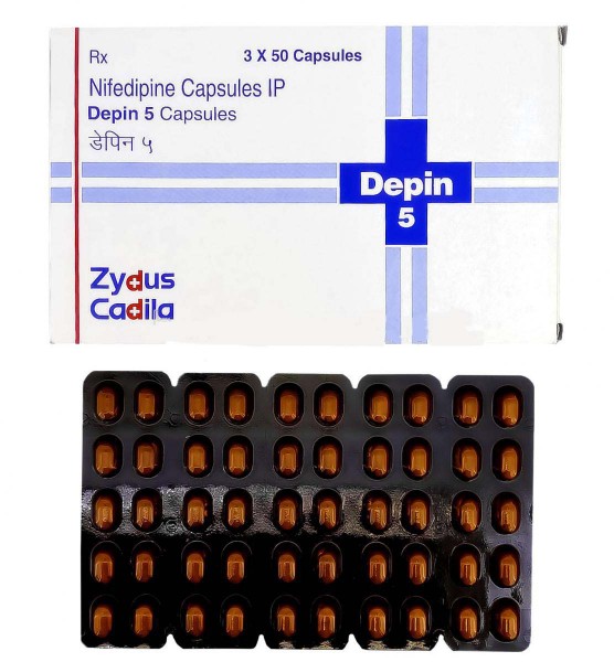Box pack and a blister of Procardia 5 mg Generic capsule - Nifedipine