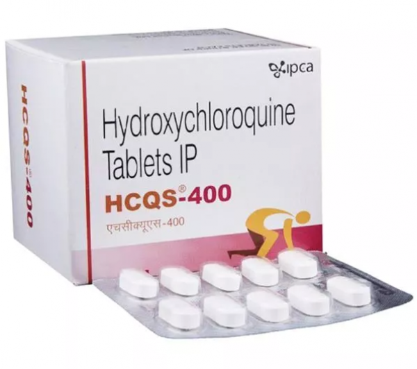 A box and a strip of Hydroxychloroquine 400mg Tablets