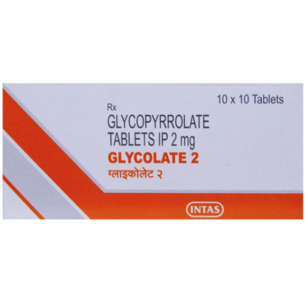 A box of Glycopyrrolate 2mg Tablets