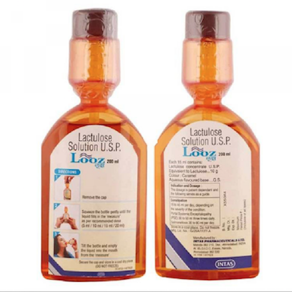 Front and back of a generic Lactulose 10gm Solution bottle
