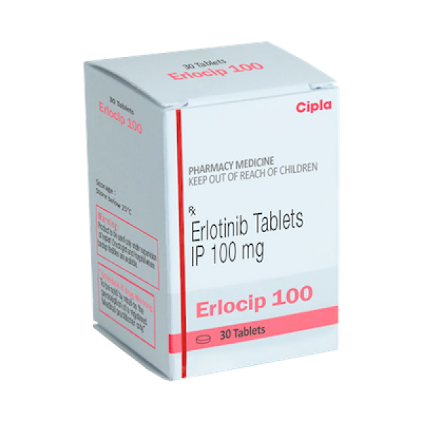 A box of generic Erlotinib (100mg) Tablet
