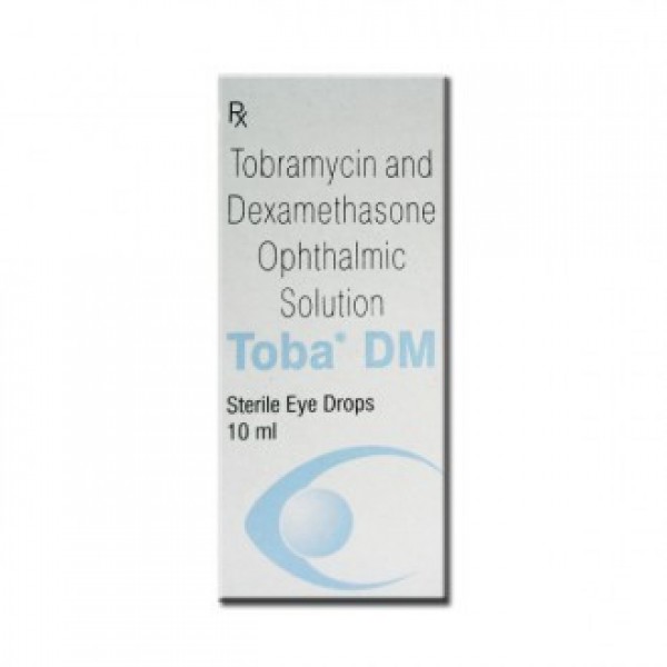 A box of generic Dexamethasone (0.1%) + Tobramycin (0.3%) Eye Drops