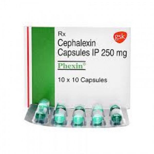 Box and blister strip of generic Cephalexin (250mg) Capsule