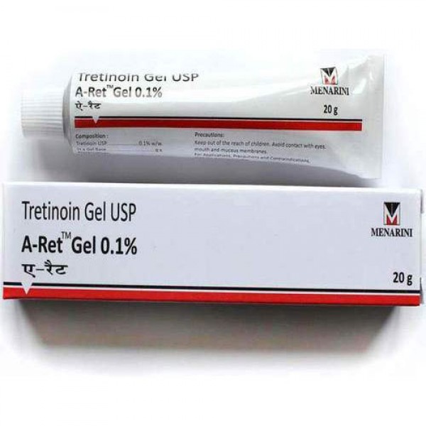A tube and a box of generic A Ret Gel 0.1 Percent (20gm)