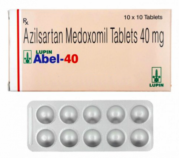 A box and a strip of Azilsartan medoxomil  40mg Generic Tablets 