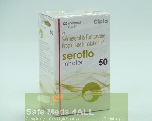 A box of generic Fluticasone Propionate 45mcg / Salmeterol 21mcg