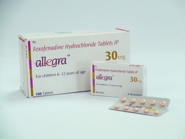 Boxes of Fexofenadine Hcl 30mg tablets along with blister strips