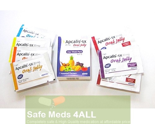 A box pack and 7 sachets of generic Cialis oral jelly 20mg - tadalafil oral jelly