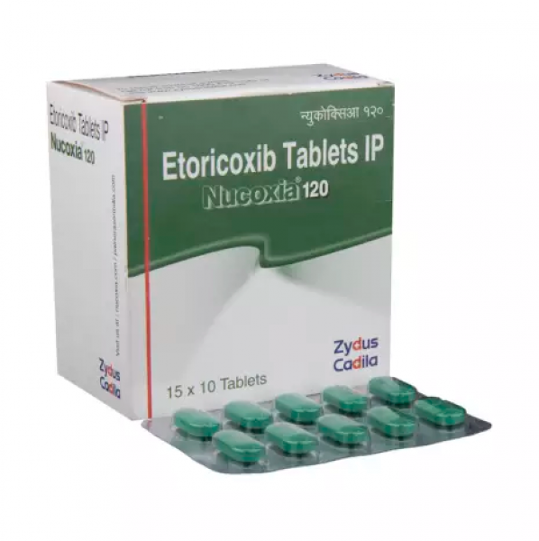 Box and blister strip of generic Etoricoxib 120mg tablet