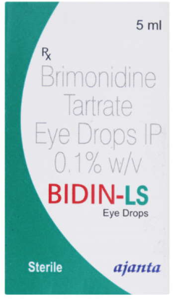 A box and a bottle of Brimonidine 0.1 Percent (5 ml) Generic Eye Drops