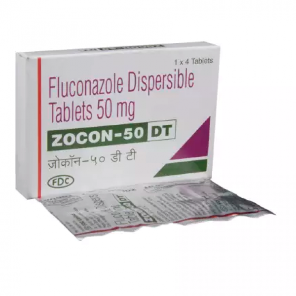 Box and strip of generic fluconazole 50mg tablet