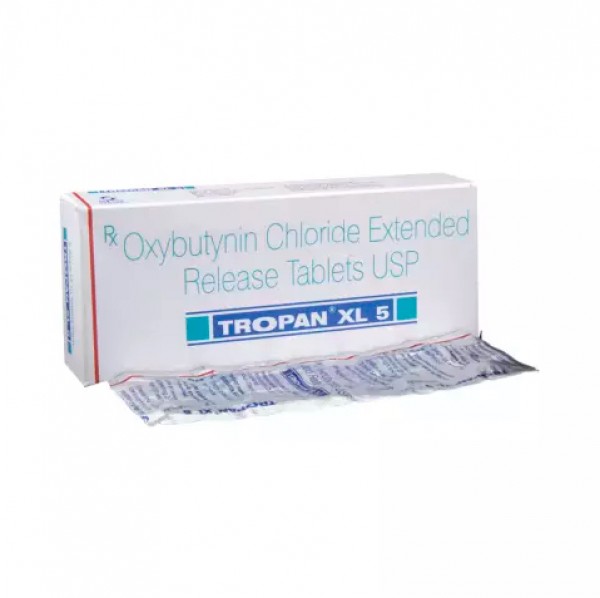 A box and a strip of generic Ditropan XL 5mg Tablets - oxybutynin chloride
