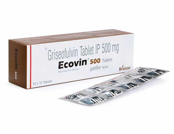 A box and a strip of Griseofulvin 500mg Generic Tablets