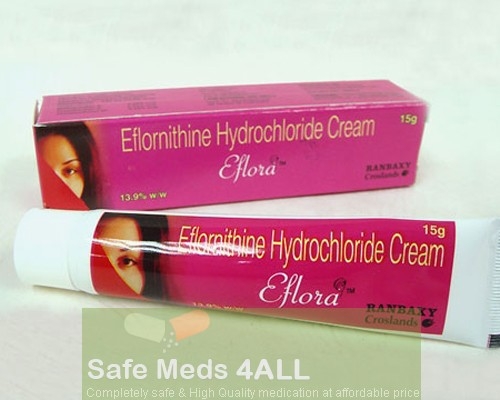 A box and a tube of eflornithine hydrochloride