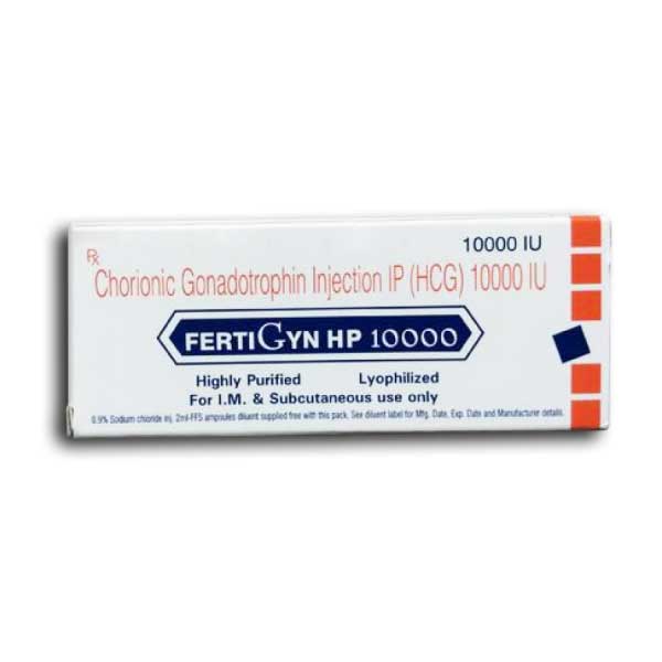 A box of generic FERTIGYN HCG 10000IU