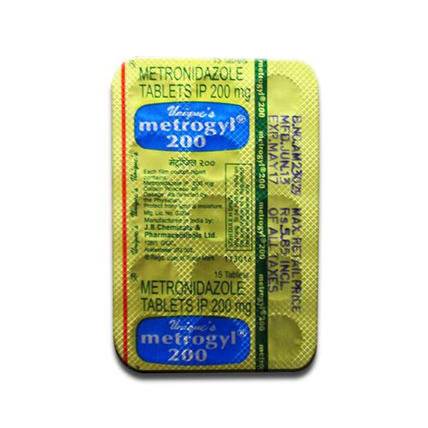 Blister strip of generic metronidazole 200mg tablet