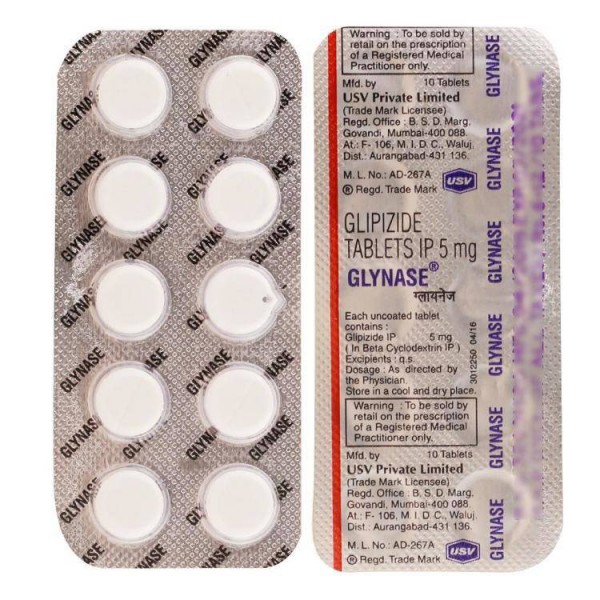 Blister strip of generic Glipizide 5mg tablet