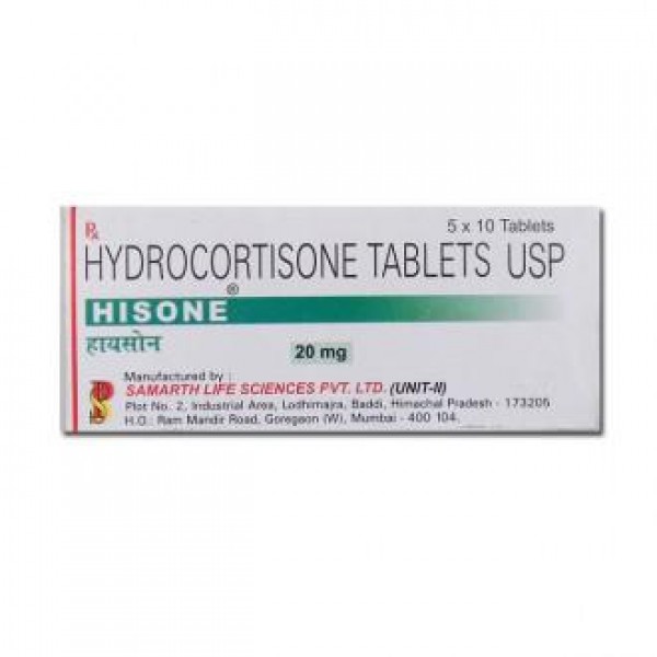 A box of generic hydrocortisone 20mg Tablets