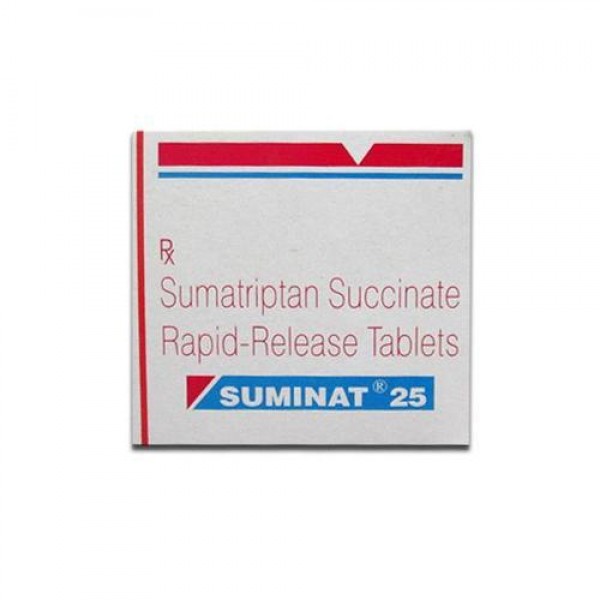 Box of generic Sumatriptan Succinate 25mg tablet