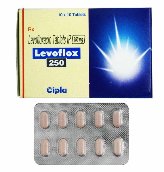 Box and blister strips of generic levofloxacin 250mg tablet