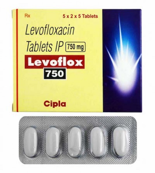 Box and blister strips of generic levofloxacin 750mg tablet
