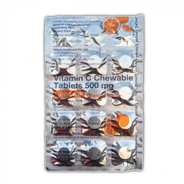 A strip of Vitamin C Chewable Tablet - 500mg