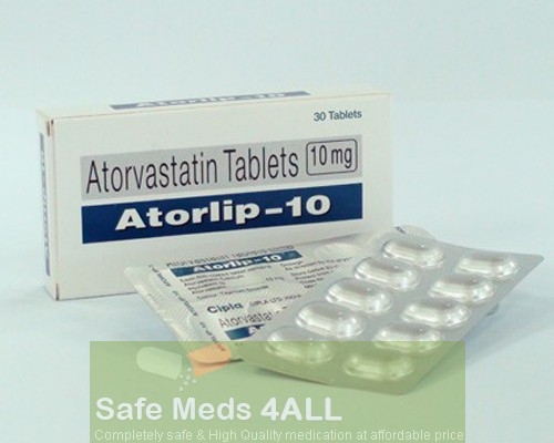 A box and a blister pack of generic Atorvastatin Calcium 10mg tablets