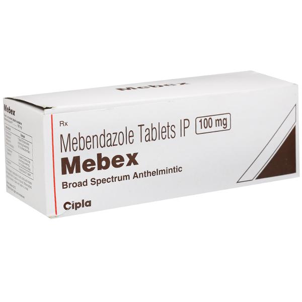 A box pack of Vermox 100 mg Generic Tablet - Mebendazole